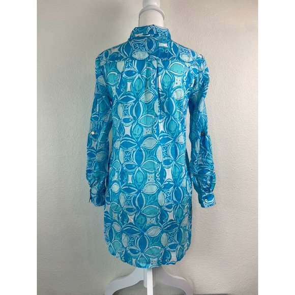 Lilly Pulitzer women's small blue patterned captiva tunic top beach cover up - Picture 8 of 9